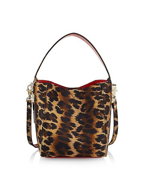 Christian Louboutin Medium Cabachic Leopard Satin Bucket Bag