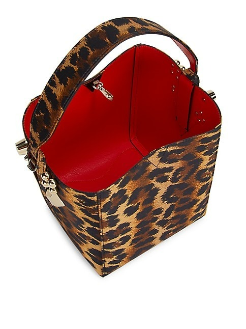 Christian Louboutin Medium Cabachic Leopard Satin Bucket Bag