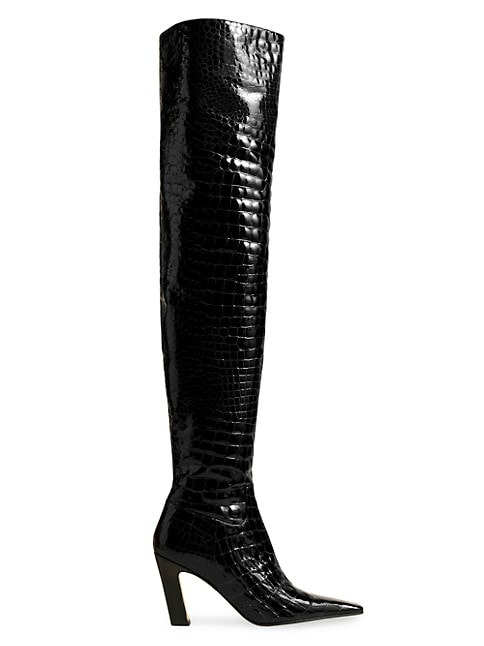 Khaite Marfa 85MM Crocodile-Embossed Leather Over-The-Knee Boots