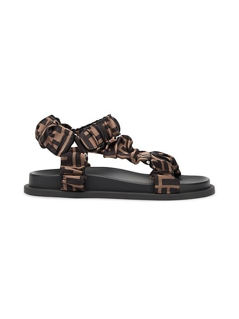 Fendi FF Monogram Satin Ruched Sandals