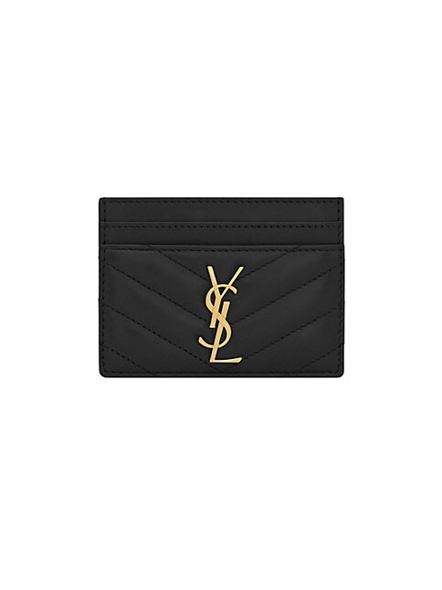 Saint Laurent Cassandre Matelass Card Case in Lambskin