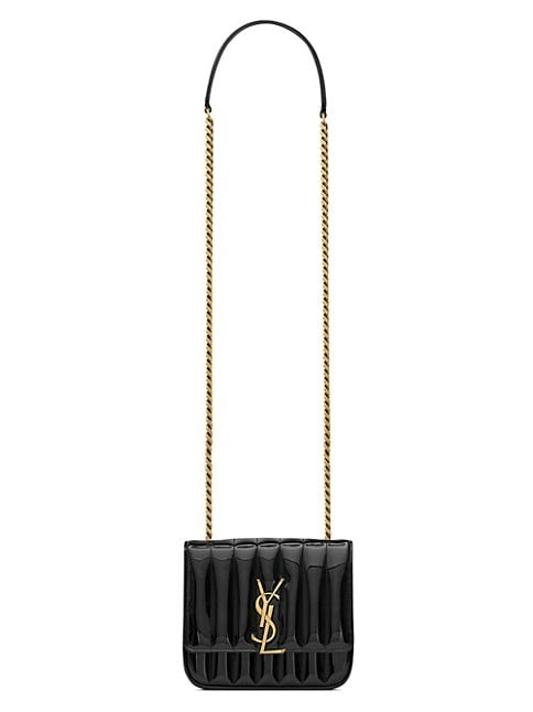 Saint Laurent Vicky Small Crossbody Bag In Quilted Patent Leather