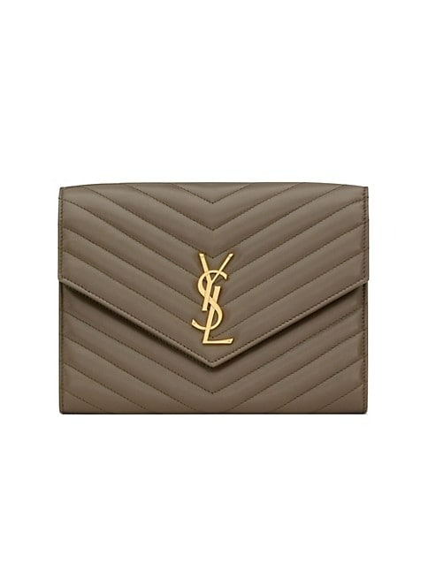 Saint Laurent Cassandre Matelass Flap Pouch In Lambski