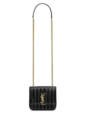 Saint Laurent Vicky Small Crossbody Bag In Quilted Patent Leather