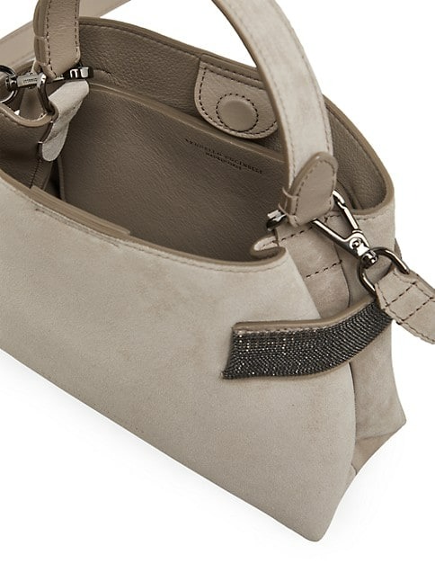 Brunello Cucinelli Suede Bag With Precious Bands