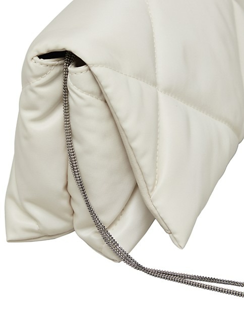 Brunello Cucinelli Matelassé Nylon City Crossbody Bag With Shiny Trim - White