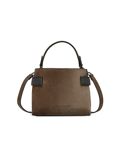 Brunello Cucinelli Suede Bag With Precious Bands - Brown