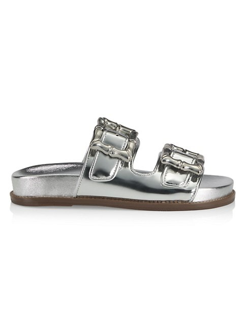 Schutz Enola Metallic Leather Sandals