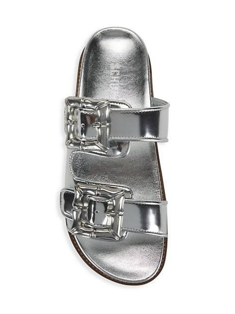 Schutz Enola Metallic Leather Sandals