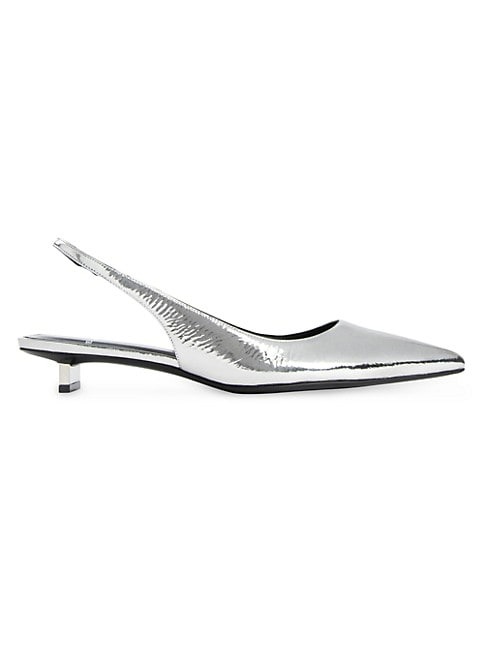 Pierre Hardy Stella 25MM Metallic Leather Kitten Heels - Silver