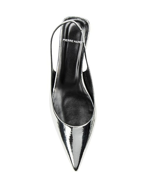 Pierre Hardy Stella 25MM Metallic Leather Kitten Heels - Silver