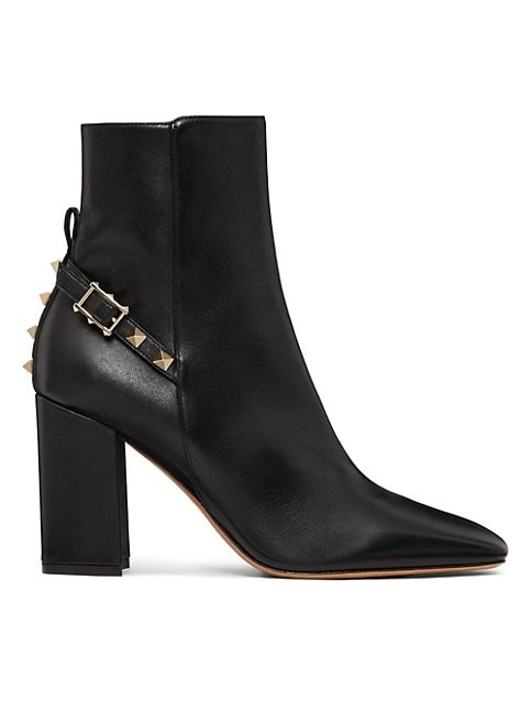 Valentino Garavani Rockstud Leather Block Heel Booties