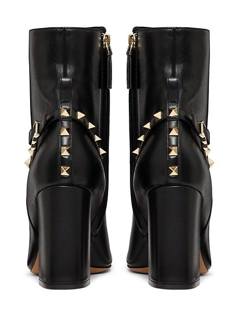 Valentino Garavani Rockstud Leather Block Heel Booties