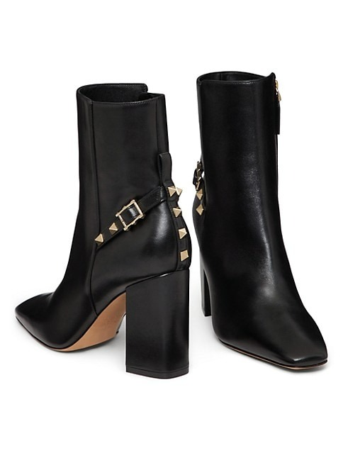 Valentino Garavani Rockstud Leather Block Heel Booties