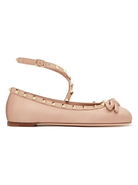 Valentino Garavani Rockstud Satin Ballerinas