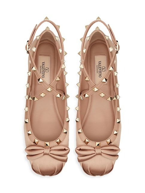 Valentino Garavani Rockstud Satin Ballerinas