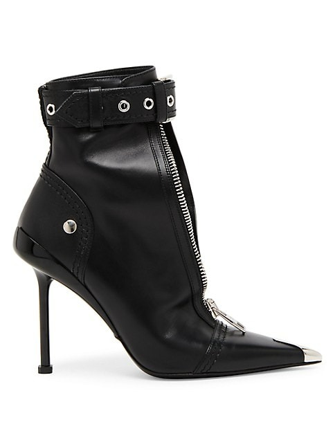 Alexander McQueen Slash Biker 90MM Leather Booties