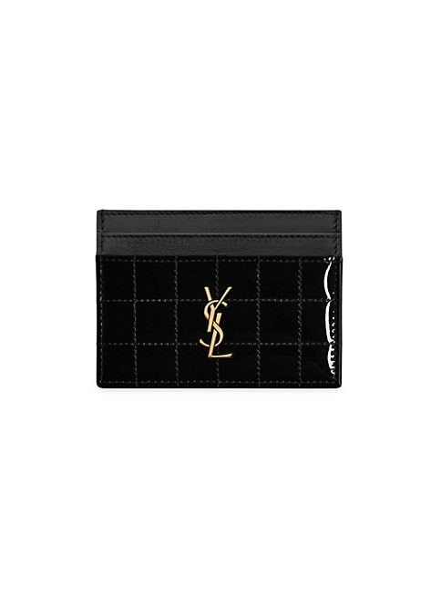 Saint Laurent Cassandre Matelassé Carré Zipped Card Case In Lambskin