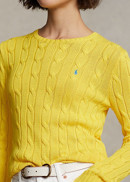 Polo Ralph Lauren Cable-Knit Cotton Crewneck Sweater - Trainer Yellow