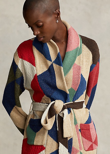 Polo Ralph Lauren Patchwork-Motif Cotton-Linen Cardigan