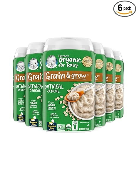 Gerber Baby Cereal Organic 1st Foods Grain & Grow Oatmeal - 8 Oz - 6'lı Paket