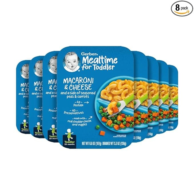 Gerber Mealtime for Toddler Macaroni & Cheese with Side of Seasoned Peas & Carrots - 6.6 Oz - 8'li Paket