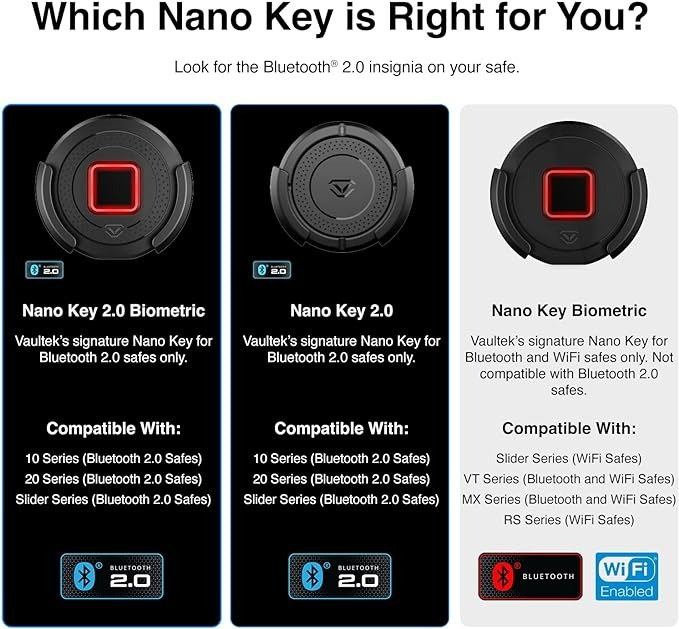 Vaultek Nano Key Bluetooth 2.0 Fast Access Safe Remote