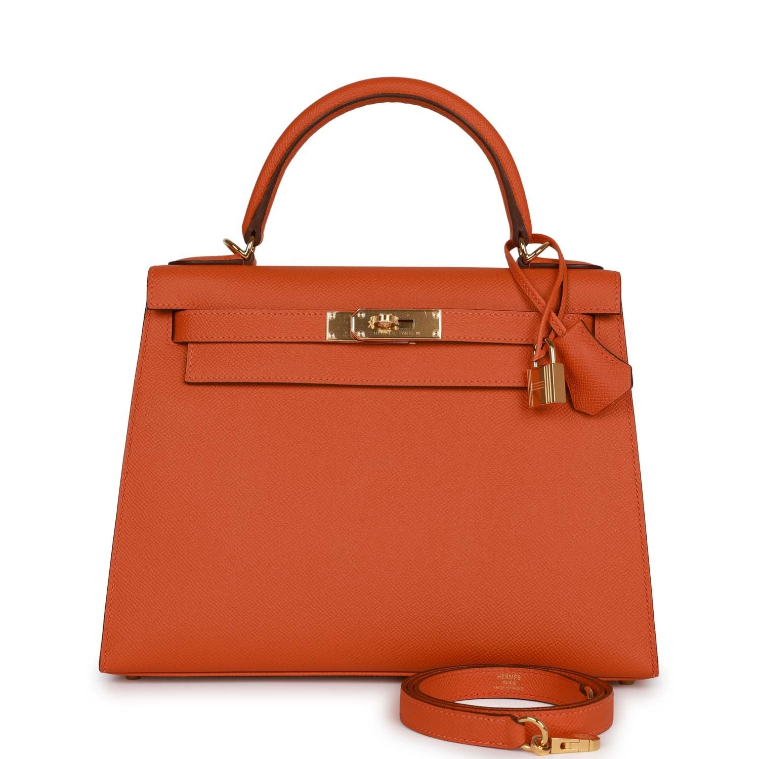 Hermes Kelly Sellier 28 Orange Epsom Gold Hardware