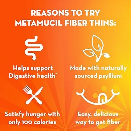 Metamucil Fiber Thins Daily Psyllium Husk Fiber Supplement - 12 Adet