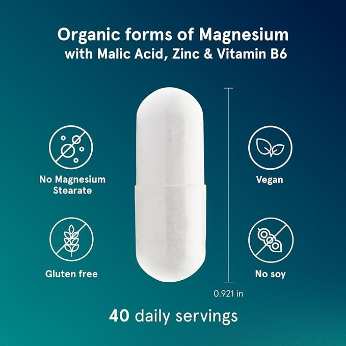 Puori Organic Magnesium Zinc Supplement - 120 Kapsül