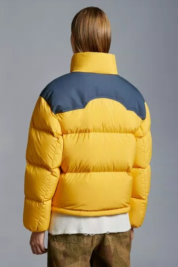 Moncler Nevis Shoert Down Jacket - Yellow & Blue