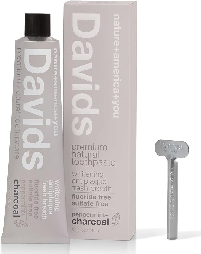 Davids Fluoride Free Charcoal Toothpaste - Natural Peppermint - 5.25 Oz