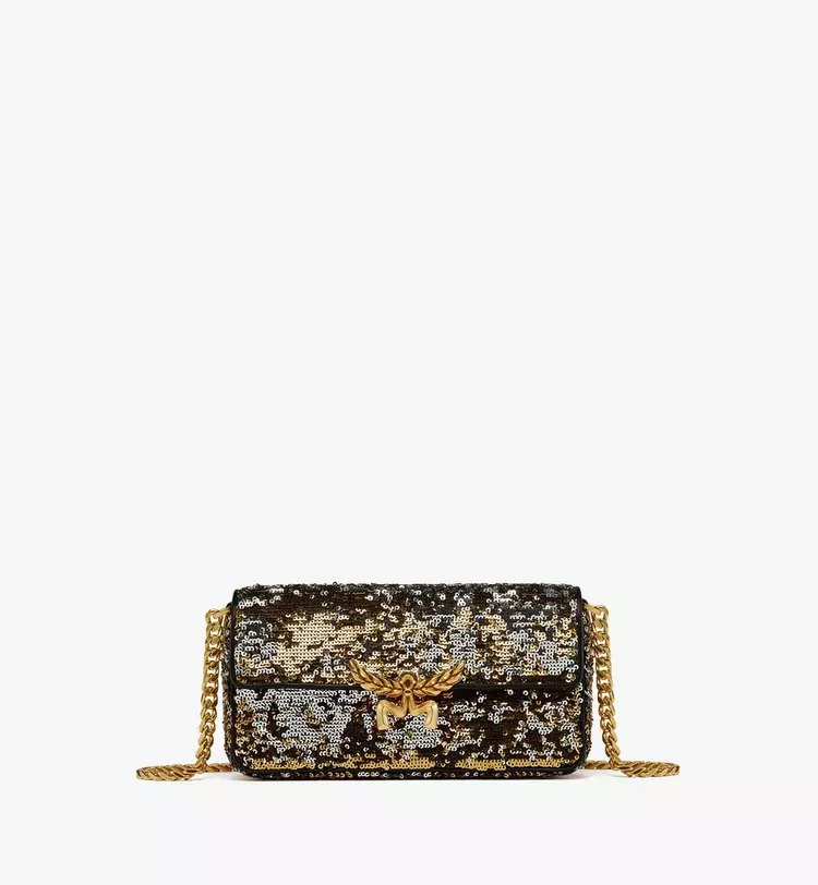 MCM Himmel Sequin Shoulder Bag - Gold