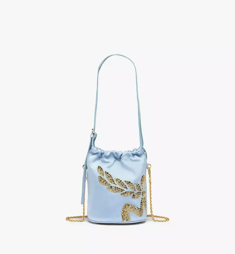 MCM Himmel Laurel Drawstring Bag in Recycled Nylon - Blue