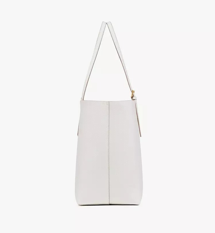 MCM Himmel Shopper in Embossed Logo Leather - White