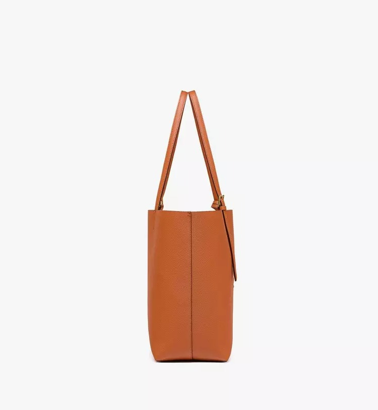 MCM Himmel Shopper in Embossed Logo Leather - Cognac