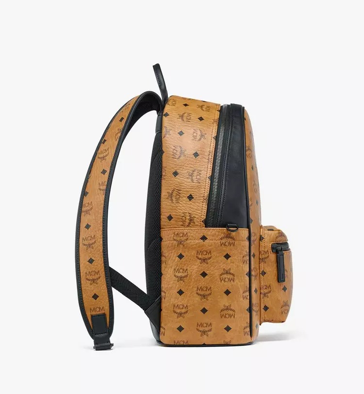 MCM Stark Backpack in Mega Laurel Visetos - Cognac