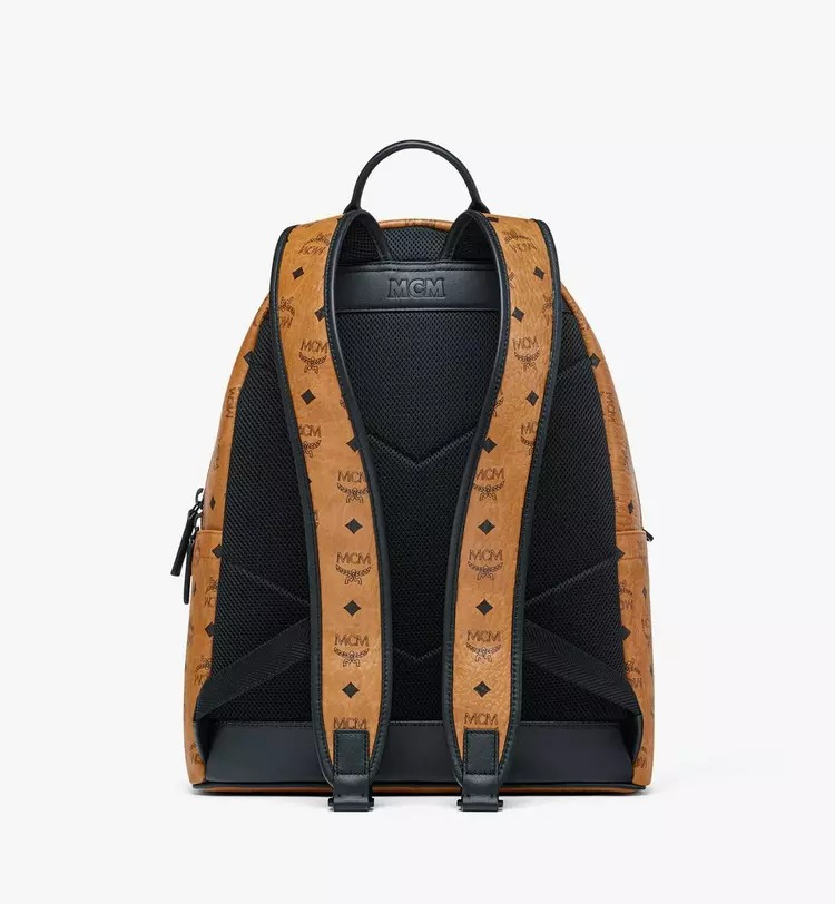 MCM Stark Backpack in Mega Laurel Visetos - Cognac