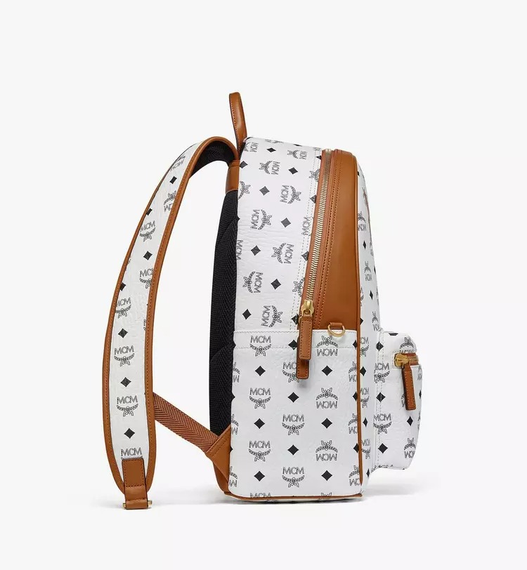 MCM Stark Backpack in Mega Laurel Visetos - White