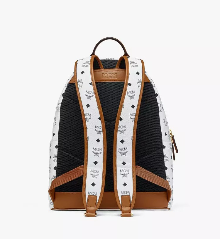 MCM Stark Backpack in Mega Laurel Visetos - White