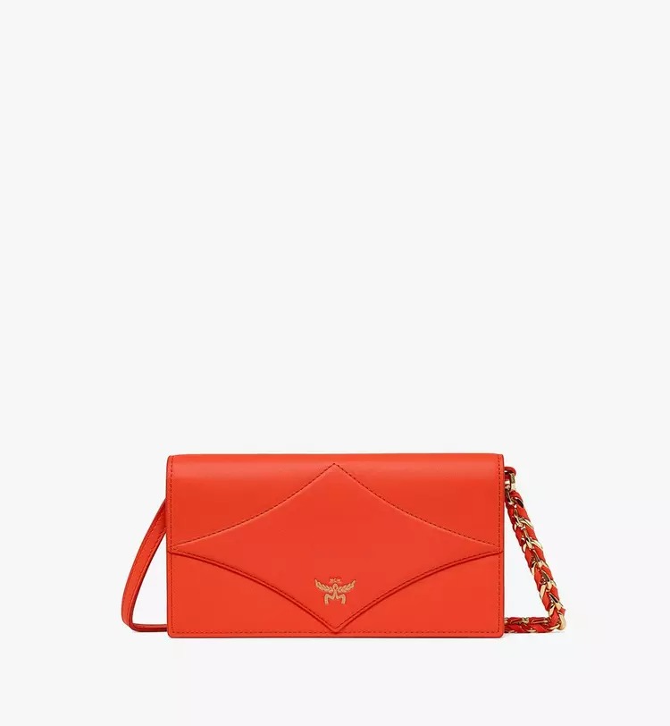 MCM Diamond Chain Wallet in Spanish Calf Leather - Orange