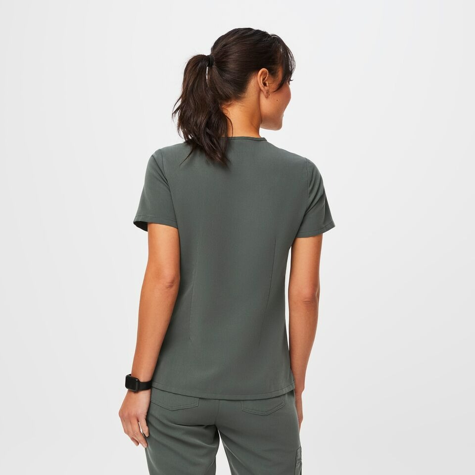 Figs Catarina One-Pocket Scrub Top - Bonsai