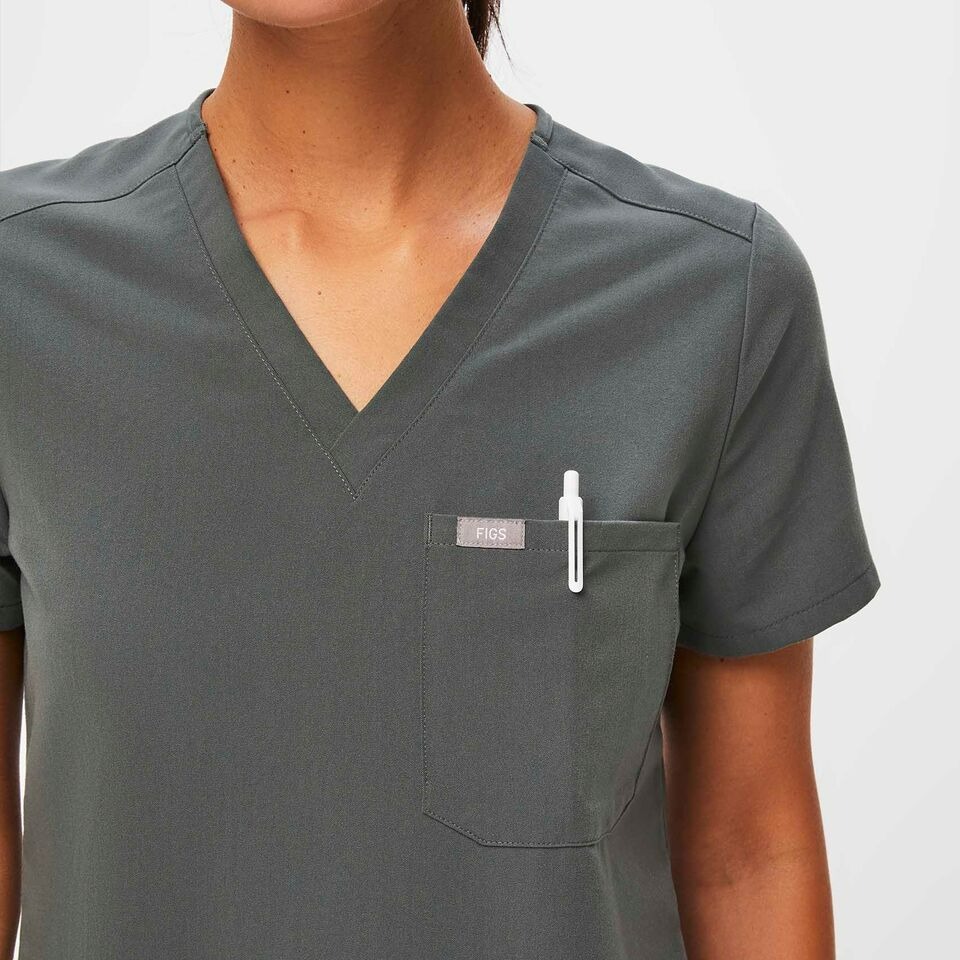 Figs Catarina One-Pocket Scrub Top - Bonsai