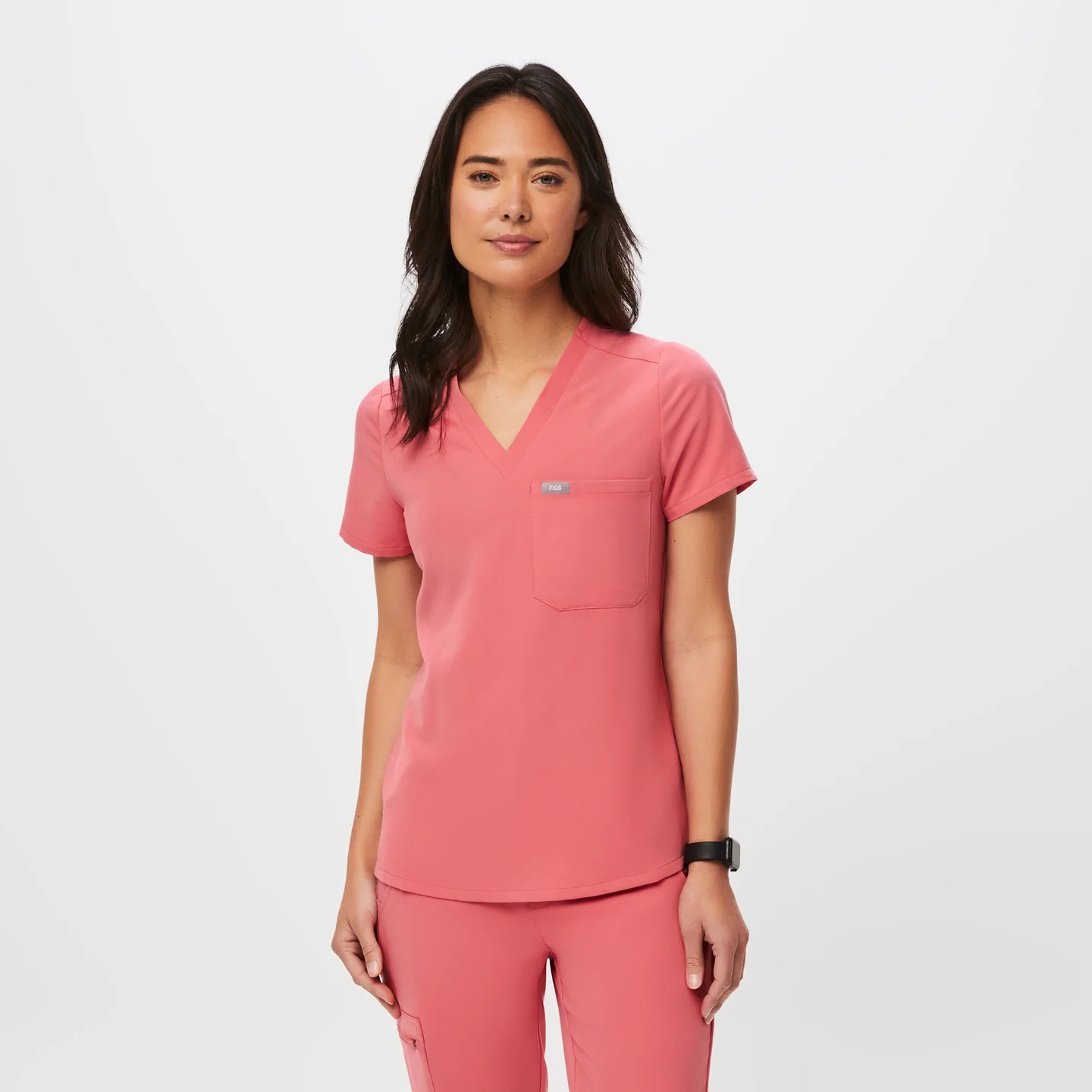 Figs Catarina One-Pocket Scrub Top - Desert Rose