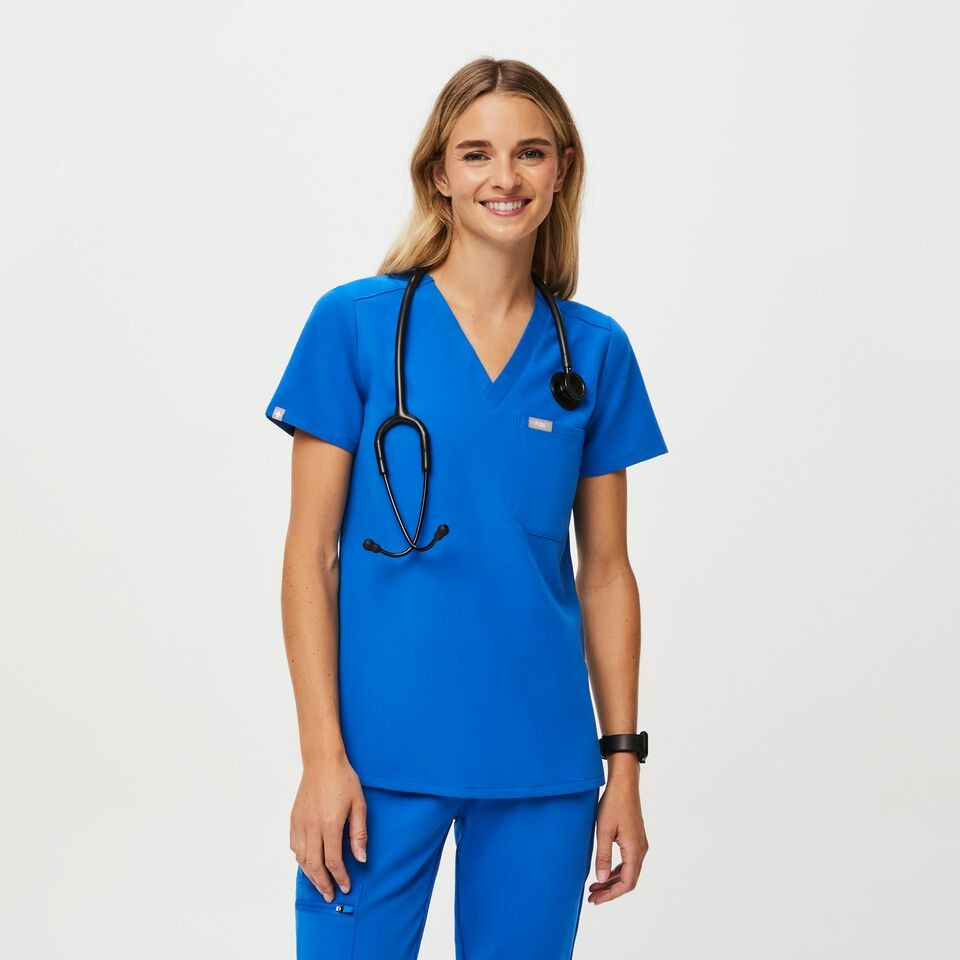 Figs Catarina One-Pocket Scrub Top - Royal Blue