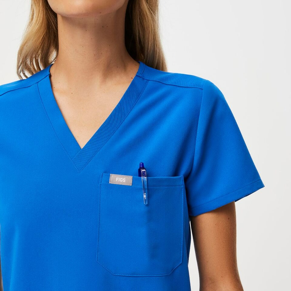 Figs Catarina One-Pocket Scrub Top - Royal Blue