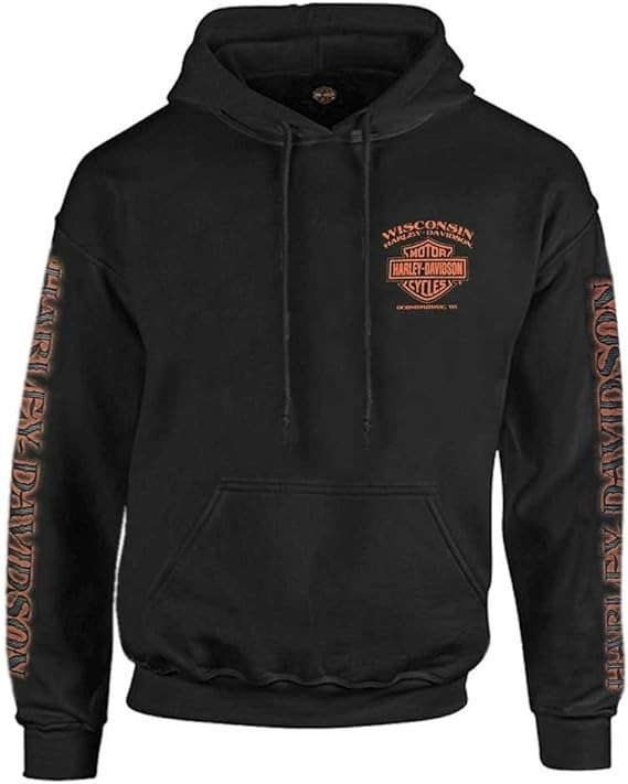 Harley-Davidson Men's Eagle Piston Long Sleeve Pullover Hoodie - Black