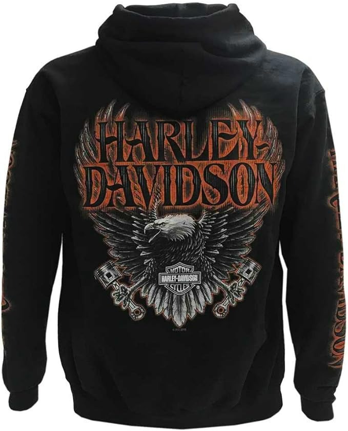 Harley-Davidson Men's Eagle Piston Long Sleeve Pullover Hoodie - Black