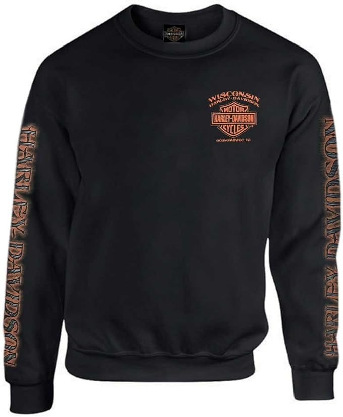 Harley-Davidson Men's Eagle Piston Fleece Pullover Sweatshirt - Black