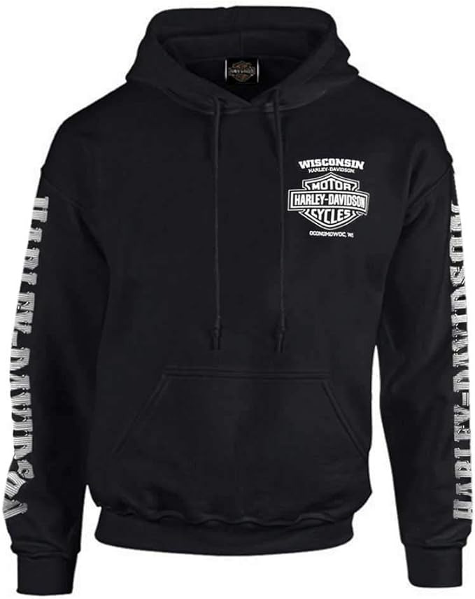 Harley-Davidson Men's Lightning Crest Pullover Hooded Sweatshirt - Black